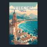 Valencia Spain Illustration Travel Art Vintage Poster<br><div class="desc">Valencia retro vector travel design. From the futuristic City of Arts and Sciences to the lively streets of the Old Town,  Valencia offers an exciting mix of culture,  cuisine,  and seaside beauty.</div>