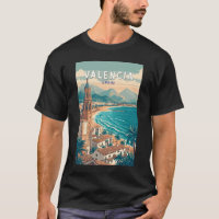Valencia Spain Illustration Travel Art Vintage