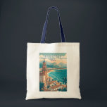 Valencia Spain Illustration Travel Art Vintage Tote Bag<br><div class="desc">Valencia retro vector travel design. From the futuristic City of Arts and Sciences to the lively streets of the Old Town,  Valencia offers an exciting mix of culture,  cuisine,  and seaside beauty.</div>