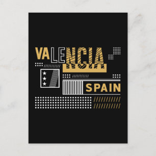 Valencia Spain Modern Typography Travel Design Postcard
