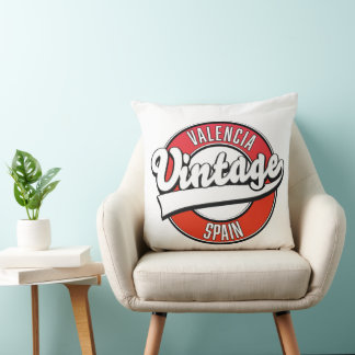 valencia spain retro style logo cushion