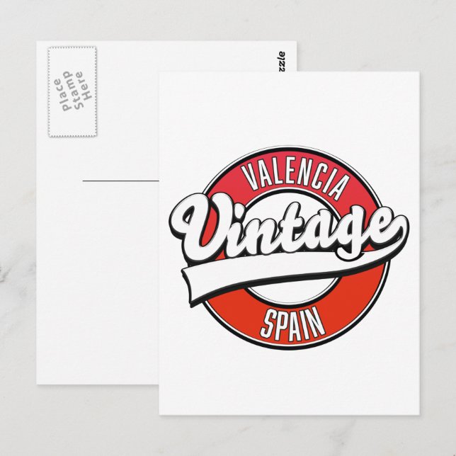 valencia spain retro style logo postcard (Front/Back)