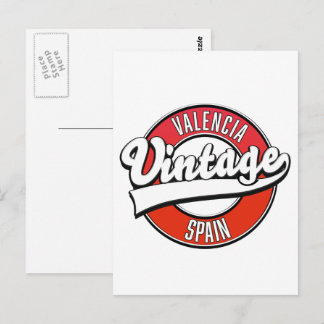 valencia spain retro style logo postcard