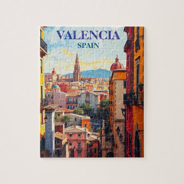 Valencia Spain Travel Art Vintage Jigsaw Puzzle (Vertical)