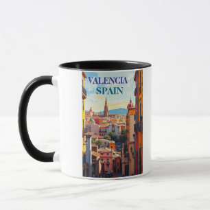 Valencia Spain Travel Art Vintage Mug