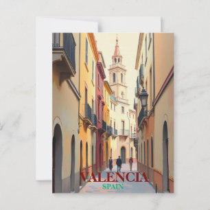 Valencia Spain Travel Art Vintage Postcard