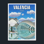 Valencia Spain Travel Postcard<br><div class="desc">Valencia, located on Spain’s southeastern coast, is a vibrant city that beautifully blends historical charm with futuristic flair. Known for its sunny Mediterranean climate, rich culture, and delicious cuisine, Valencia offers something for every kind of traveller. The historic city centre is full of Gothic and Romanesque architecture, including the Valencia...</div>