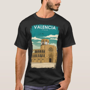 Valencia Spain Vintage Minimal Retro Travel Poster T-Shirt