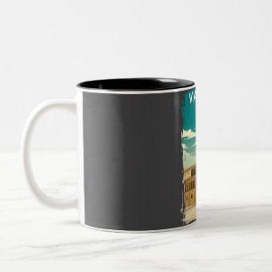 Valencia Spain Vintage Minimal Retro Travel Poster Two-Tone Coffee Mug