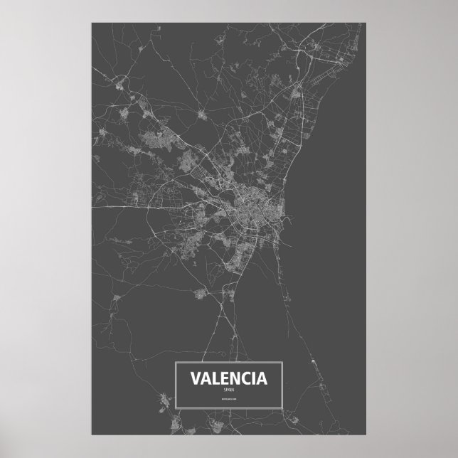Valencia, Spain (white on black) Poster (Front)