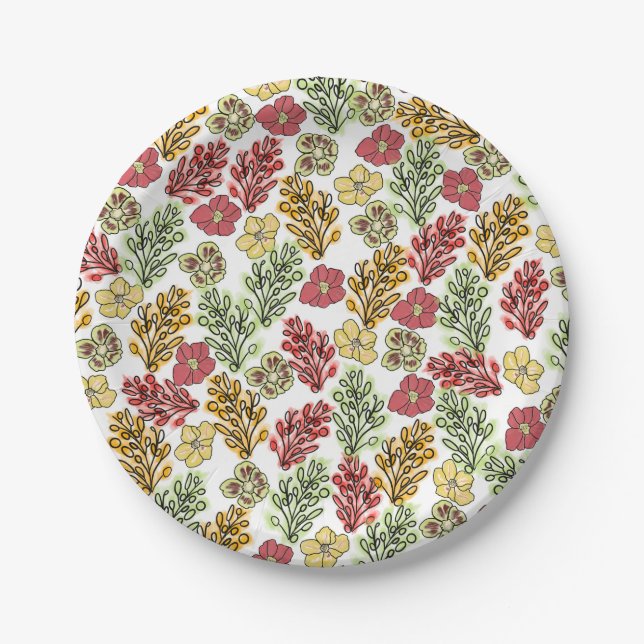 Valencia Spanish Floral and Vines   Paper Plate (Front)