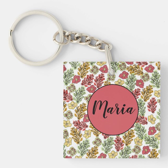 Valencia Spanish Floral and Vines Personalised  Key Ring (Front)