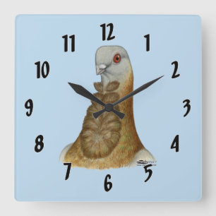 Valencian Figurita Pigeon Portrait Square Wall Clock