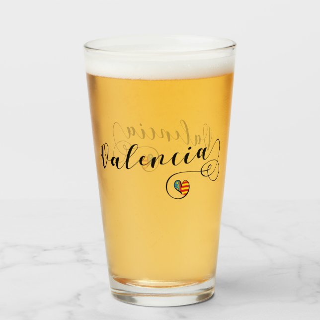 Valencian Flag Heart, Valencia, Spain Glass (Front Filled)