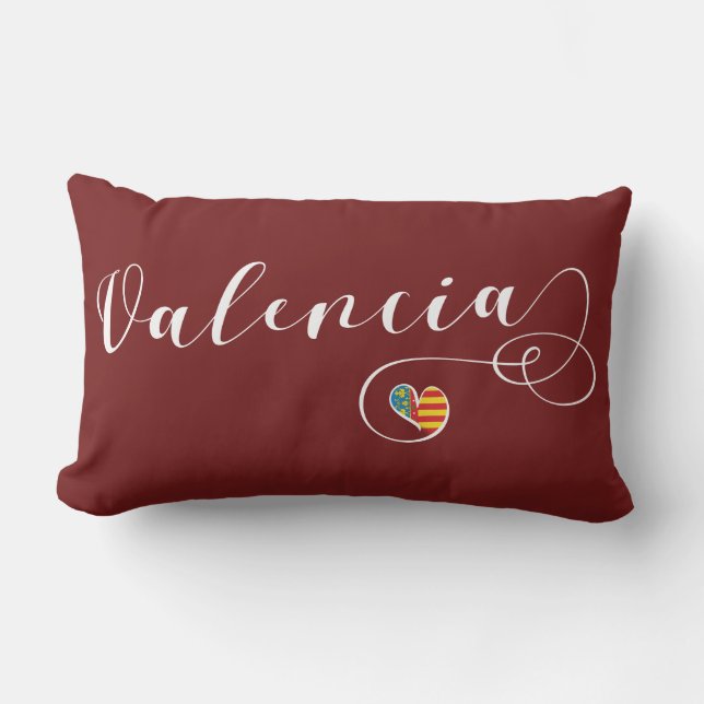 Valencian Flag Heart, Valencia, Spain Lumbar Cushion (Front)