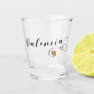 Valencian Flag Heart, Valencia, Spain Shot Glass