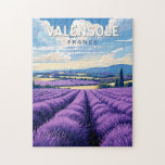 Valensole France Travel Art Vintage Jigsaw Puzzle<br><div class="desc">Valensole retro vector travel design. Valensole is a town in the Alpes-de-Haute-Provence region of France. It's located on a plateau in the middle of lavender and almond trees.</div>
