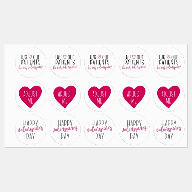 Valenspine's Day, Chiropractic Stickers, (Sheet)