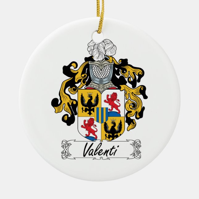 Valenti Family Crest Ceramic Tree Decoration (Front)