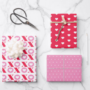 Valentien's day heart pattern wrapping paper sheet