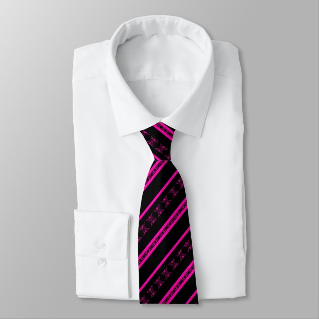 VALENTIN – Black & Fuchsia Statement Tie (Tied)