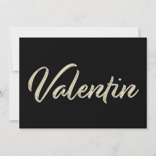Valentin Name white gold Handwriting Karte Card