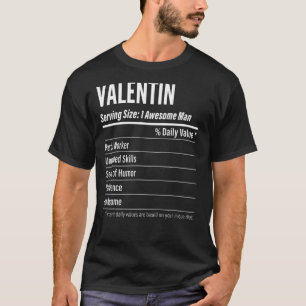 Valentin Serving Size Nutrition Label Calories T-Shirt