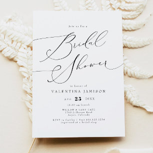 VALENTINA Elegant Minimalist Script Bridal Shower Invitation
