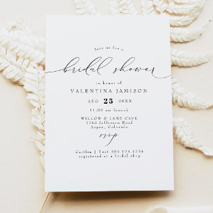 VALENTINA Elegant Minimalist Script Bridal Shower Invitation