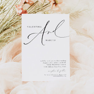 VALENTINA Elegant Minimalist Script Wedding Invitation