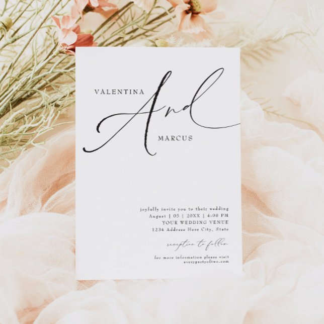 VALENTINA Elegant Minimalist Script Wedding Invitation (Creator Uploaded)