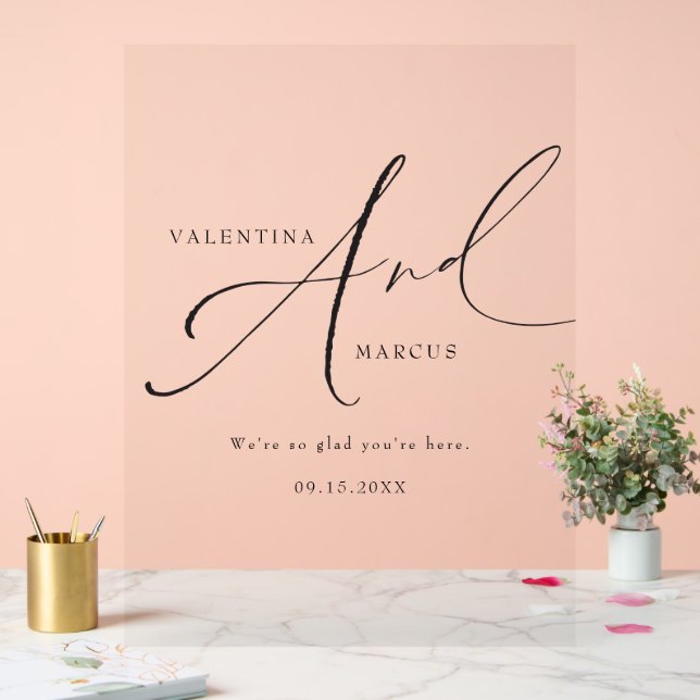 VALENTINA Elegant Script Wedding Welcome Acrylic Sign (Wedding)