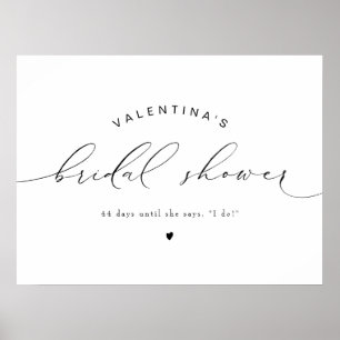 VALENTINA Modern Elegant Script Bridal Shower Poster