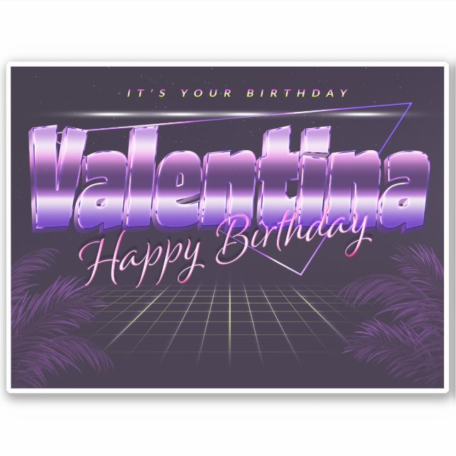 Valentina Name First name retro Sticker Birthday (Front)