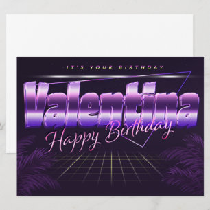 Valentina Name Vorname lila retro Karte Geburtstag Card