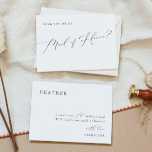 VALENTINA Whimsical Script Maid of Honour Proposal Invitation