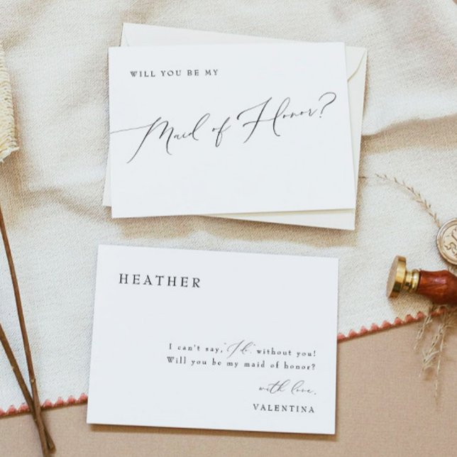 VALENTINA Whimsical Script Maid of Honour Proposal Invitation (Creator Uploaded)