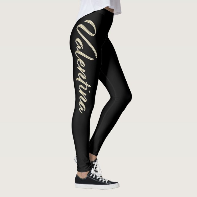 Valentina white gold Handwriting trousers Leggings (Right)