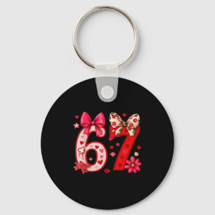 Valentine 67 Funny Six Seven Meme Coquette Bow Wom Key Ring