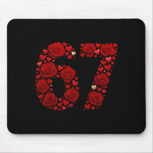 Valentine 67 Meme Rose Hearts Funny Six Seven Vale Mouse Mat