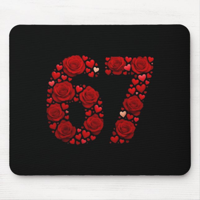 Valentine 67 Meme Rose Hearts Funny Six Seven Vale Mouse Mat (Front)