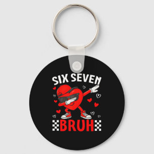 Valentine 67 Meme Six Seven Bruh Heart Dabbing 6 7 Key Ring