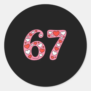 Valentine 67 Meme Six Seven Cute Gen Alpha Classic Round Sticker