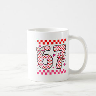 Valentine 67 Six Seven 6 7 Funny Heart Bow For Kid Coffee Mug