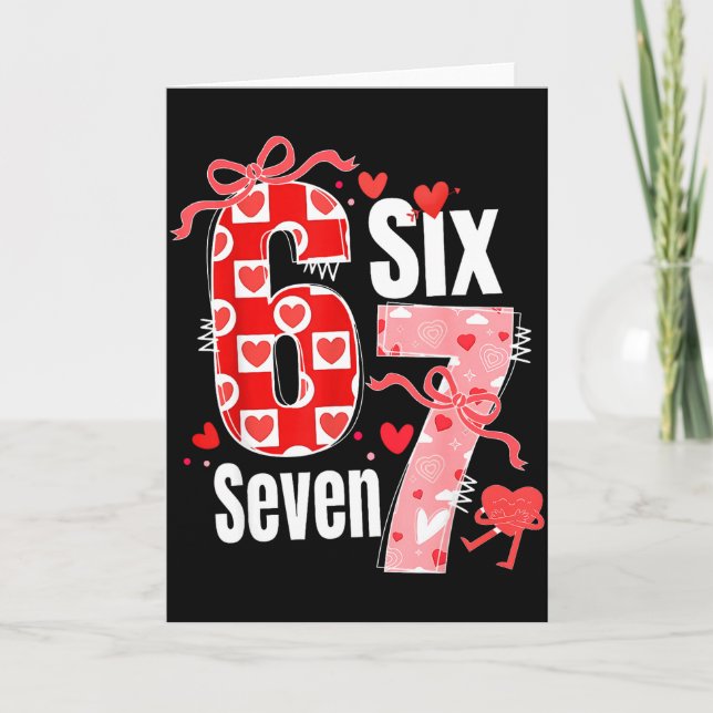 Valentine 67 Six Seven Heart Coquette Bow Valentin Card (Front)