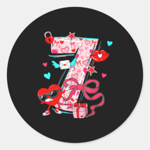Valentine 67 Six Seven Meme Dabbing Hearts Matchin Classic Round Sticker