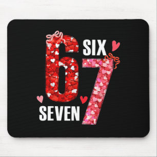 Valentine 67 Six Seven Rose Hearts Bow Valentine’s Mouse Mat