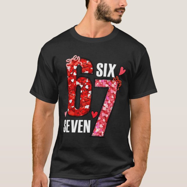Valentine 67 Six Seven Rose Hearts Bow Valentine’s T-Shirt (Front)