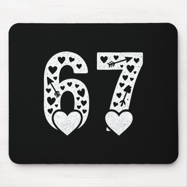 Valentine 6-7 Fun 67 Number 6-7 6 7 Valentine Six  Mouse Mat (Front)
