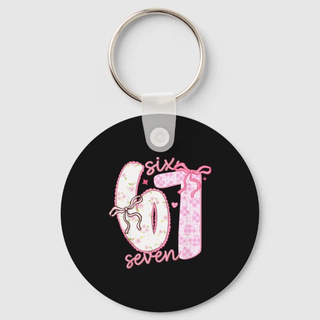 Valentine 6 7 Funny Six Seven 67 Happy Valentines  Key Ring (Front)